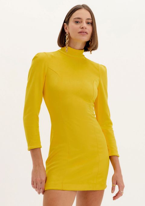 Vestido Curto Com Mangas 7/8