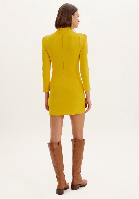 Vestido Curto Com Mangas 7/8
