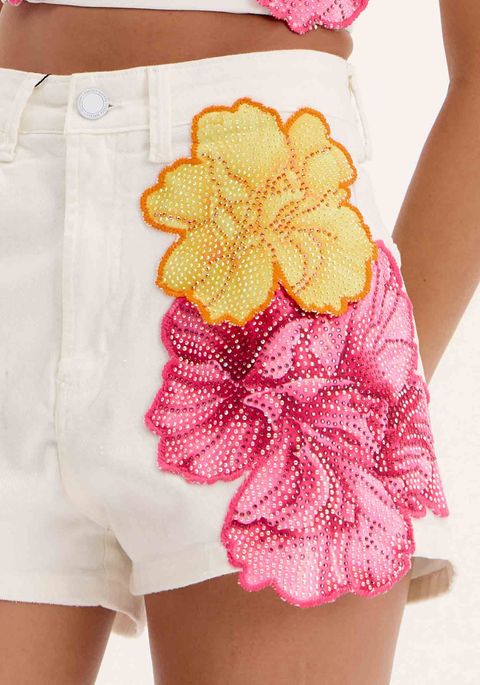 Short Hot Pant Sarja Flores