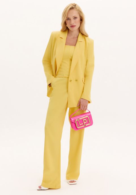 Calça Reta Botão Flor