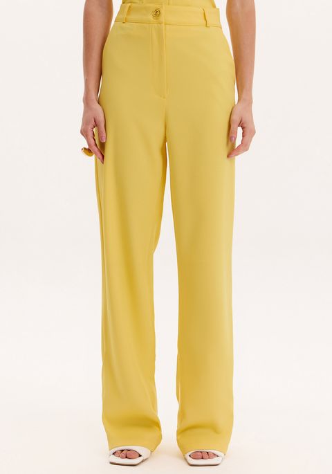 Calça Reta Botão Flor