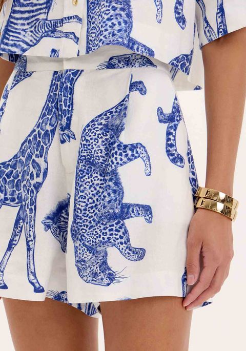 Short Alfaiataria Estampado Linho