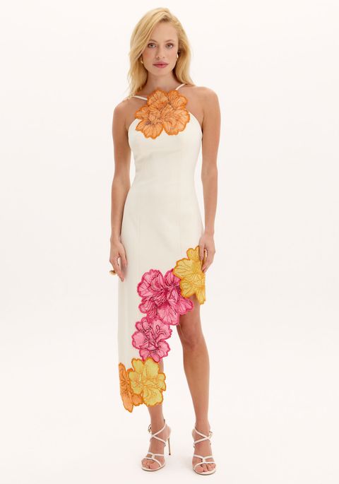 Vestido Super Midi Fenda Flor