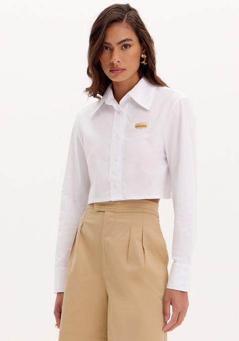 Camisa Cropped Com Punho