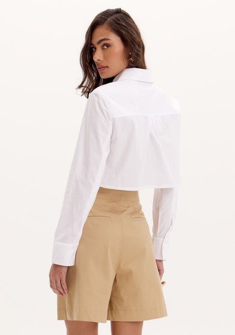 Camisa Cropped Com Punho