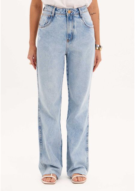 Calça Wide Leg Jeans Brilhos