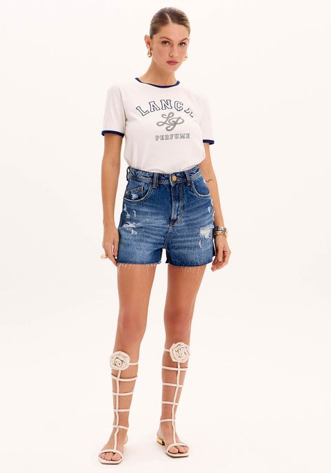 Short Mom Jeans Cintura Alta
