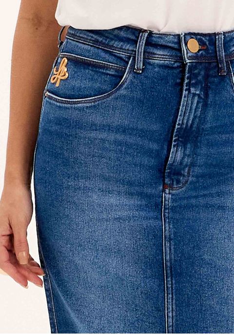 Saia Longa Jeans Fenda