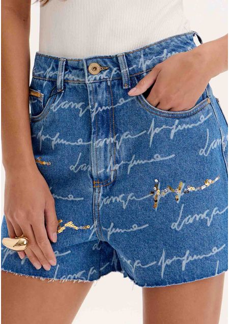 Short Mom Jeans Paetês