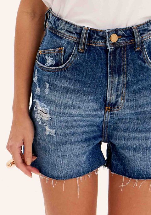 Short Mom Jeans Cintura Alta