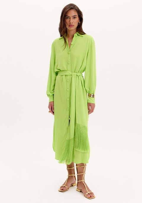 Vestido Chemise Com Faixa