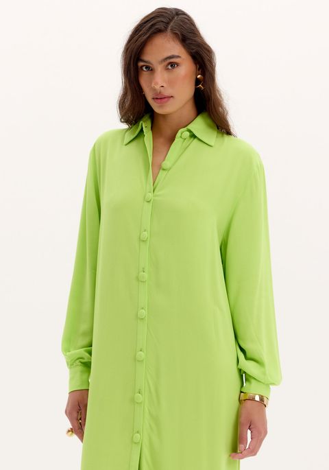 Vestido Chemise Com Faixa