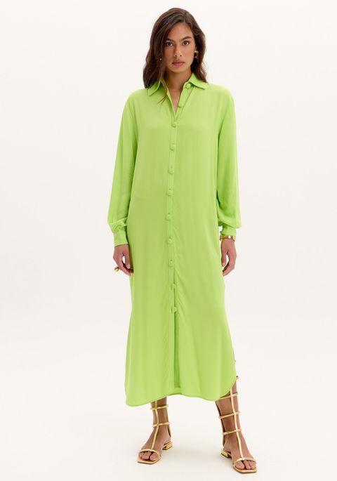 Vestido Chemise Com Faixa