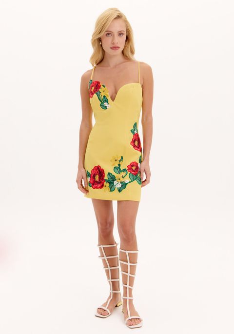 Vestido Curto Bordados Florais
