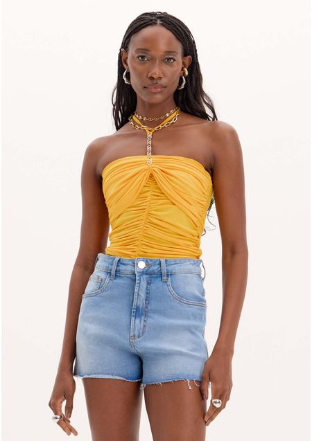 Cropped Drapeado Com Corrente