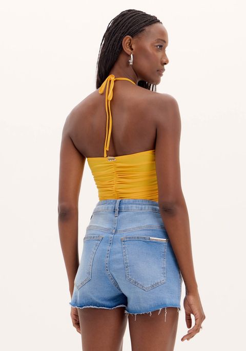 Cropped Drapeado Com Corrente
