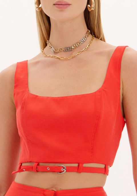Blusa Cropped Com Cinto