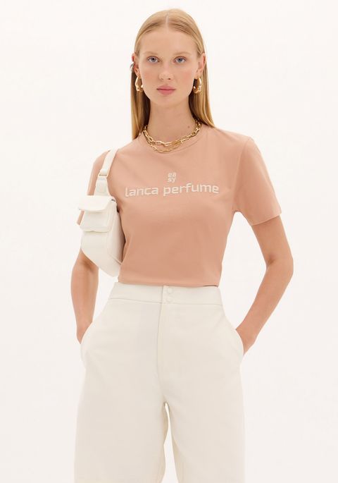 Blusa T-shirt Bordado Frontal