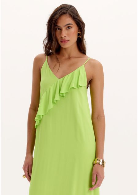 Vestido Super Midi Com Babados