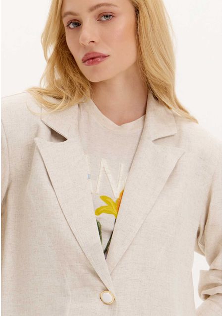 Blazer Alongado Linho Com Lenço