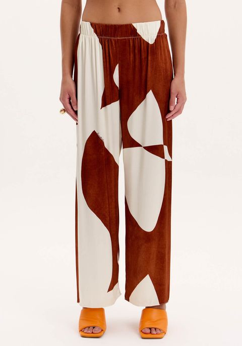 Calça Wide Leg Estampada