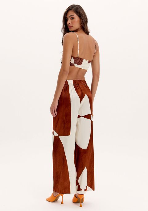 Calça Wide Leg Estampada