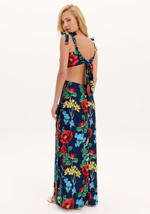Vestido Midi Amarração Floral