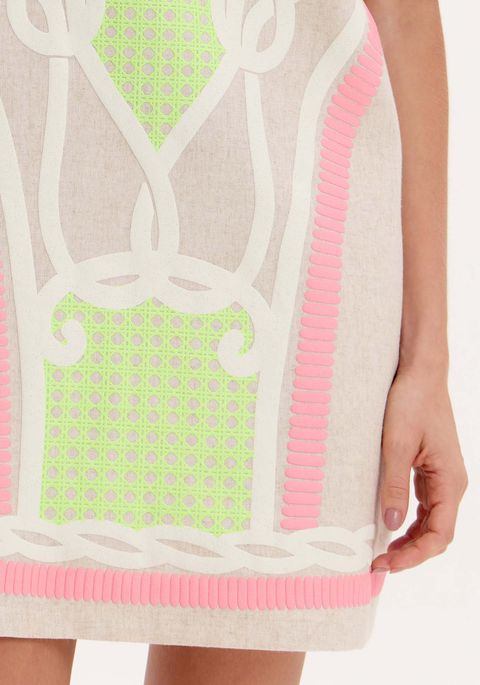 Vestido Curto Solto Estampado Linho