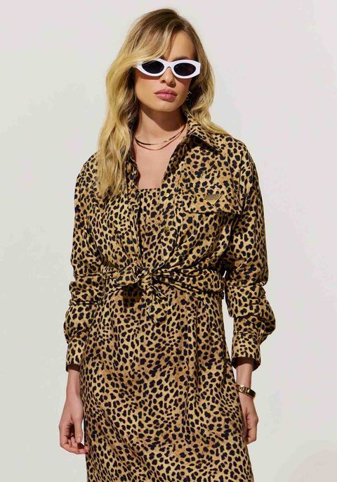 Camisa Animal Print Com Bolso