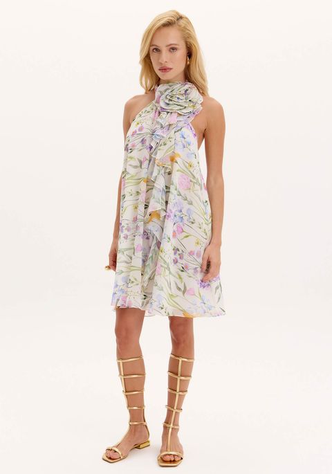 Vestido Curto Amarração Flor