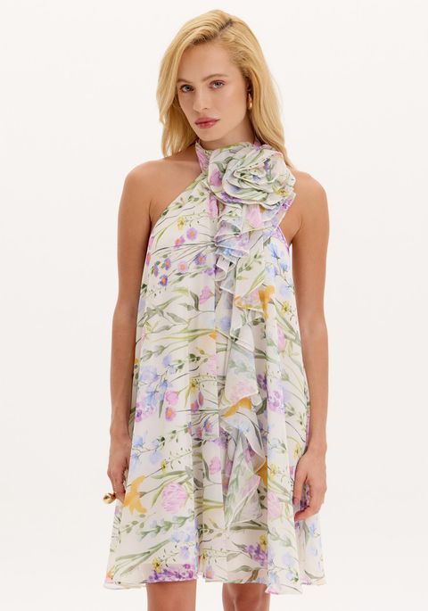 Vestido Curto Amarração Flor