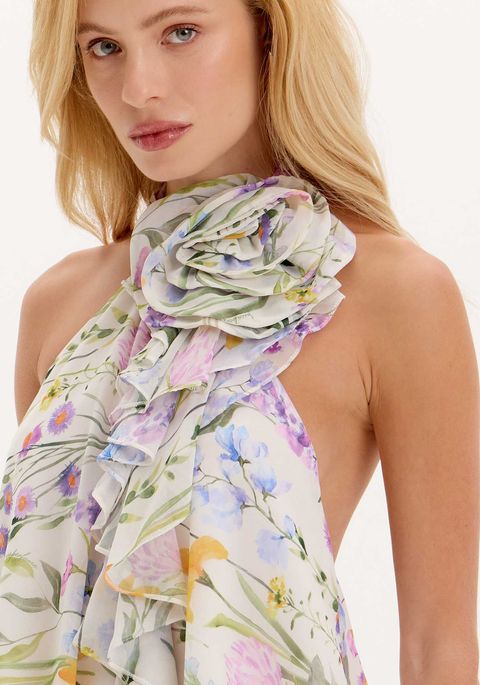 Vestido Curto Amarração Flor