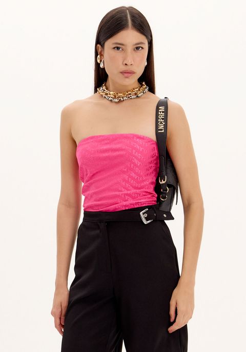 Blusa Justa Sem Alças Com Logomania