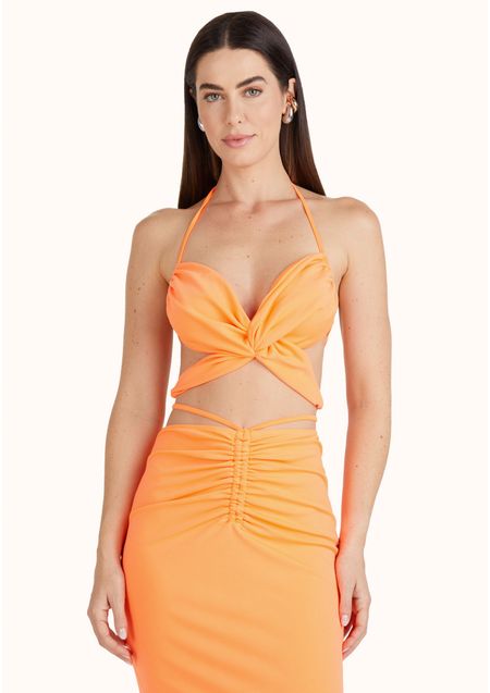 Top Cropped De Alças Com Torção Frontal