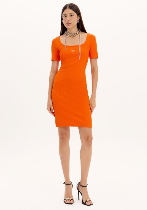 Vestido Curto De Mangas Curtas Com Detalhe Frontal