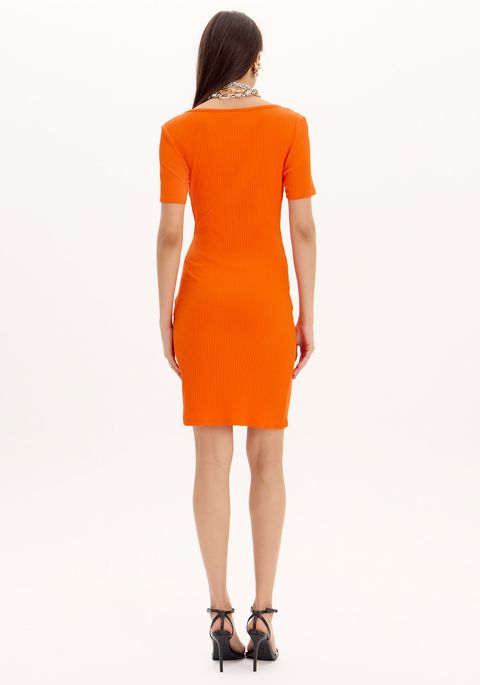 Vestido Curto De Mangas Curtas Com Detalhe Frontal