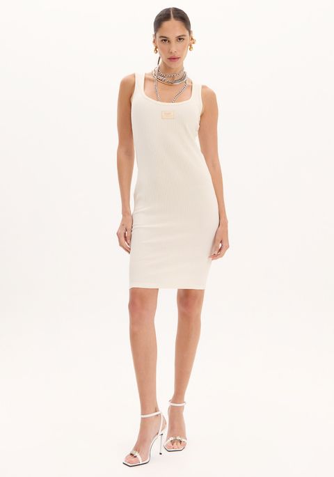 Vestido Curto Básico Com Detalhe Frontal