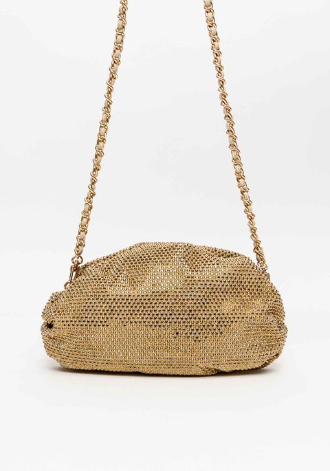 Bolsa Clutch Com Alça Corrente E Aplicações De Brilhos