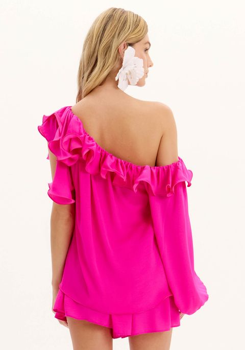 Blusa Ombro Único Com Babados