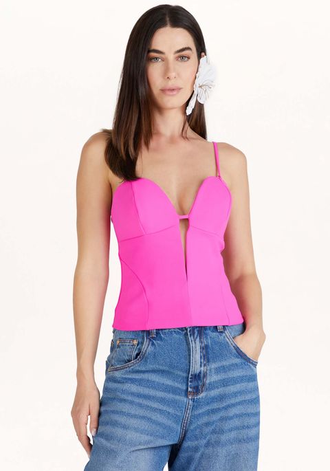 Blusa Corset Com Recorte Frontal