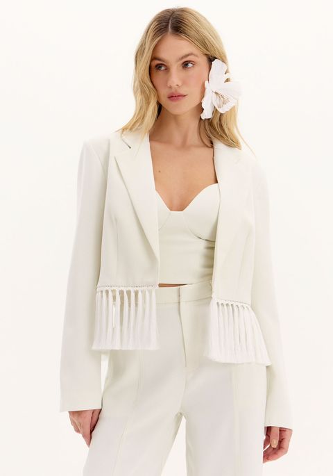 Blazer Curto Com Franjas