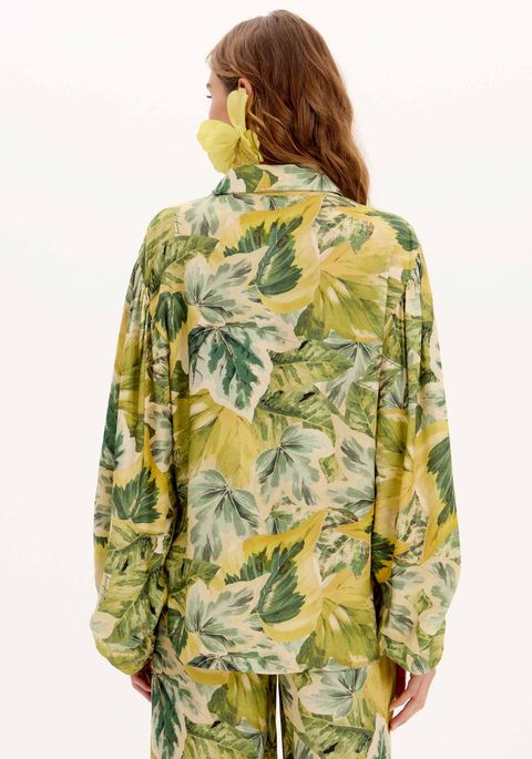 Camisa Alongada Manga Ampla Estampada