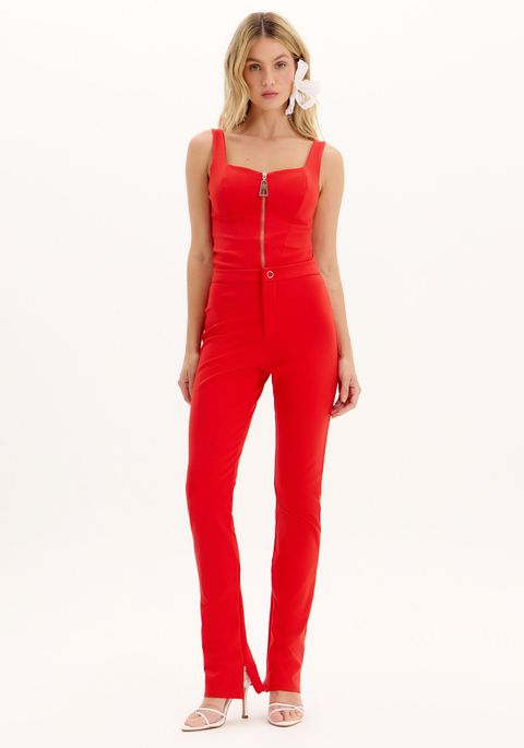 Calça Básica Slim Com Cintura Alta