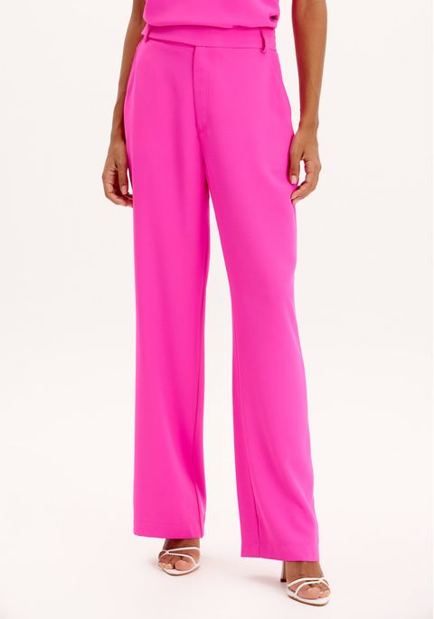 Calça De Alfaiataria Com Bolsos E Elástico No Cós