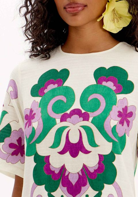 Vestido Curto Solto Estampado Com Amarração Posterior