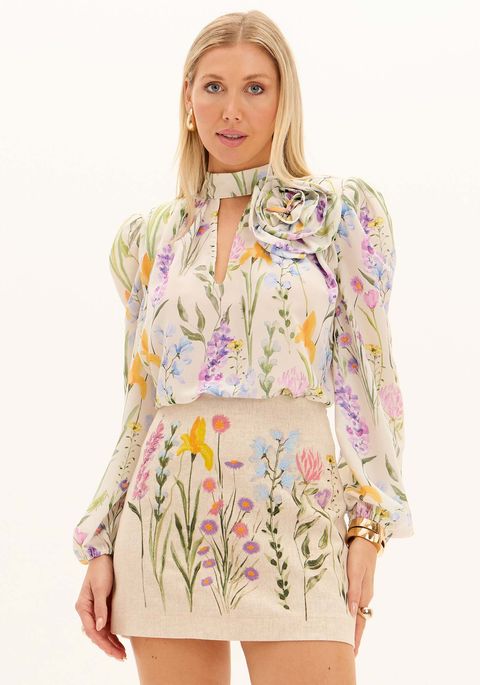 Blusa Drapeada Estampada Flor