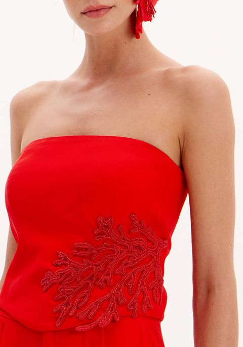 Blusa Corset Sem Alça Com Aplicação