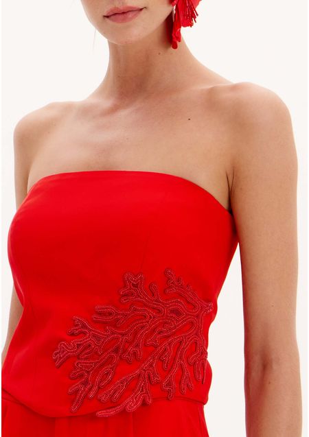 Blusa Corset Sem Alça Com Aplicação