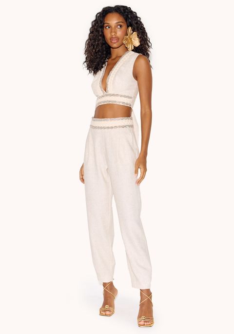 Calça Tapered Cintura Alta Brilhos