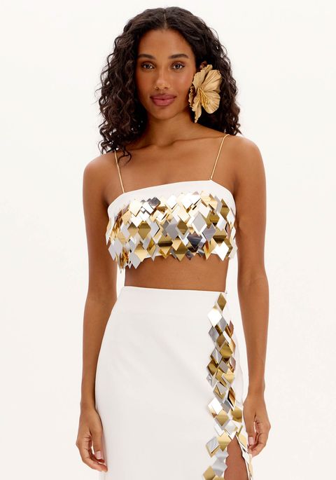 Top Cropped De Alças Finas Com Aplicações